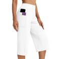 thumbnail image 1 of MLQIDK White Yoga Capri Pants for Women Yoga Capri Pants Elastic Waist Knee Length Ladies Leggings Dressy Casual Pedal Pushers with Pockets White L, 1 of 6