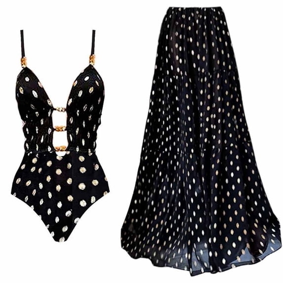 MLQIDK Women Elegant V Neck Long Skirt One Piece Swimsuit Tummy Control Ruched Solid Color Bathing Suit with Crisscross Back Black M
