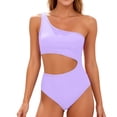 thumbnail image 1 of MLQIDK Women One Piece Swimsuit 2026 Patchwork Twist Front V Neck Ruched Tummy Control Swimwear Bathing Suits Full Coverage Slimming Swimwear Purple 2XL, 1 of 5