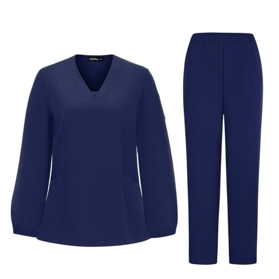 TQWQT Women Scrubs Sets Plus Size Nurse Uniforms Petite V Neck Scrub Pants and Tops Jogger Scrubs Medical Scrub Sets Uniformes De Enfermeras De Mujer Navy XXL