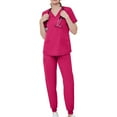 thumbnail image 1 of MLQIDK Women Scrubs Sets Plus Size Scrub Sets Petite V-Neck Yoga Scrub Pants and Tops Medical Scrubs Nursing Top with Pockets Hot Pink S, 1 of 7