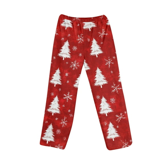MLQIDK Women's Christmas Pajama Pants Wide Leg Casual Comfy Santa Xmas Tree Snowflake Pj Pants Green Christmas Pajamas Plus Size Sleep Pajama Bottoms
