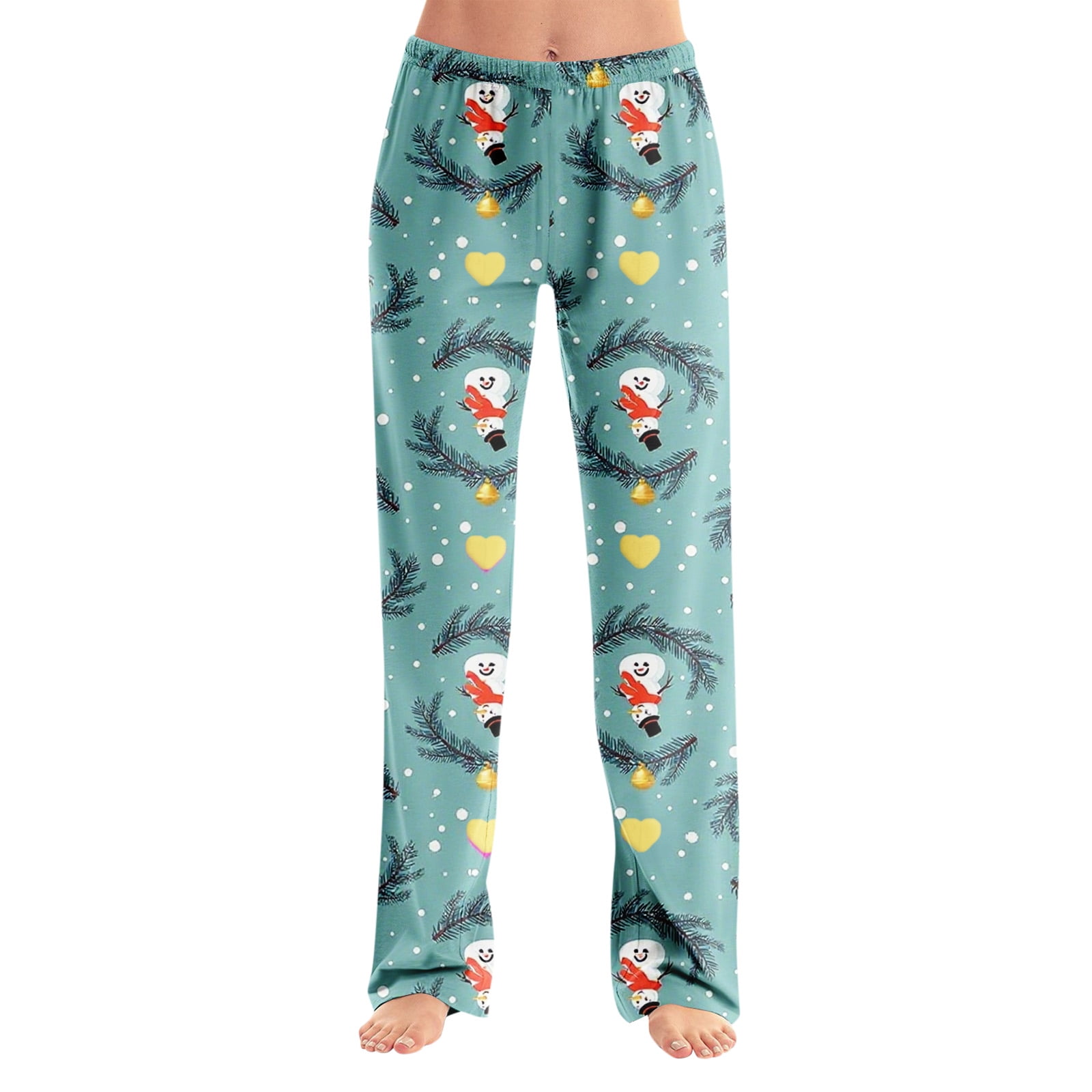 MLQIDK Women's Christmas Pajama Pants Women Santa Xmas Tree Snowflake ...