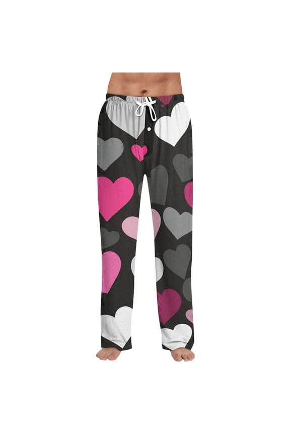 Women's Valentine's Day Heart Print Pajama Pants Comfy Pj Pants Wide Leg Valentines Day Unisex Pajama Pants Valentines Drawstring Sleep Valentine's Day Pajama Bottom