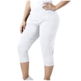 thumbnail image 1 of MLQIDK Womens Capris for Summer Plus Size Yoga Capri Pants Knee Length High Waisted Lightweight Leggings Dressy Casual Yoga Capris with Pockets White 3XL, 1 of 6