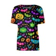 thumbnail image 1 of MLQIDK Womens Halloween Scrub Jacket Short Sleeve Pumpkin Ghost Bat Printed Scrub Top Button up Clearance Plus Size Scrubs Sets Nursing Working Uniforms Green S, 1 of 5