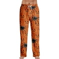 thumbnail image 1 of MLQIDK Men's Pajama Pants Fall Pajamas Halloween Loose fit Pumpkin Bat Ghost Print Pajama Pants Elastic Waist Drawstring Pumpkin Pajamas Funny Comfy PJ Bottoms, 1 of 4