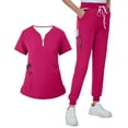 thumbnail image 1 of MLQIDK Womens Scrub Sets Plus Size Medical Scrub Sets Stretchy V Neck Yoga Scrub Pants and Tops Scrub Joggers Nursing Top Uniformes De Enfermeras De Mujer Hot Pink M, 1 of 8