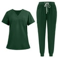 thumbnail image 1 of MLQIDK Womens Scrub Sets Plus Size Medical Uniforms Stretchy V Neck Yoga Scrub Pants and Tops Scrub Sets Nursing Top Clothing Set for Women Dark Green S, 1 of 9
