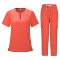thumbnail image 1 of MLQIDK Womens Scrubs Plus Size Medical Scrub Sets Petite V Neck Yoga Scrub Pants and Tops Nurse Uniforms Scrub Sets Tall Scrubs Saffron S, 1 of 5