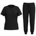 thumbnail image 1 of MLQIDK Womens Scrubs Plus Size Nursing Uniforms Petite V-Neck Scrub Pants and Tops Medical Scrub Sets Scrubs with Pockets Black XL, 1 of 8