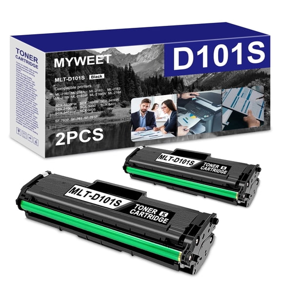 MLT-D101S Toner Cartridge 2PK Black High Yield Compatible for Samsung 101S MLTD101S MLT D101S for ML-2160 ML-2161 ML-2162 SCX-3400 SCX-3401 SCX-3406HW SF-760P SF-761 Printer
