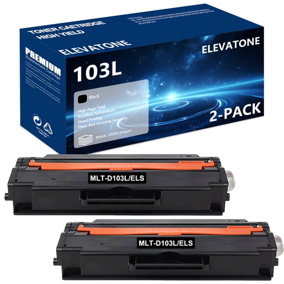 MLT-D103L D103S Black Toner Cartridge Compatible for Samsung ML-2951ND ML-2951D ML-2950ND ML-2955ND ML-2955DW SCX-4728FD SCX-4729FW SCX-4729FD Printers (2-Pack)