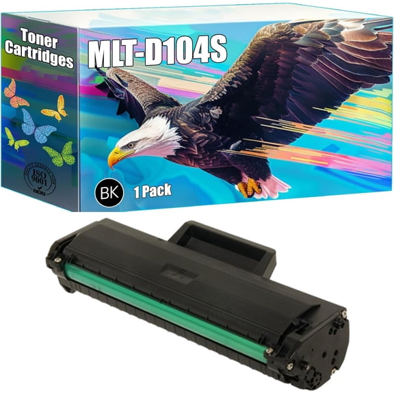 MLT-D104S Toner Cartridges Compatible for Samsung ML-1660 ML-1665 ML-1865 ML-1865W SCX-3200 SCX-3205W Printer, High Yield 2500 Pages, Bright Colors Clear Printing (1 Pack Black)