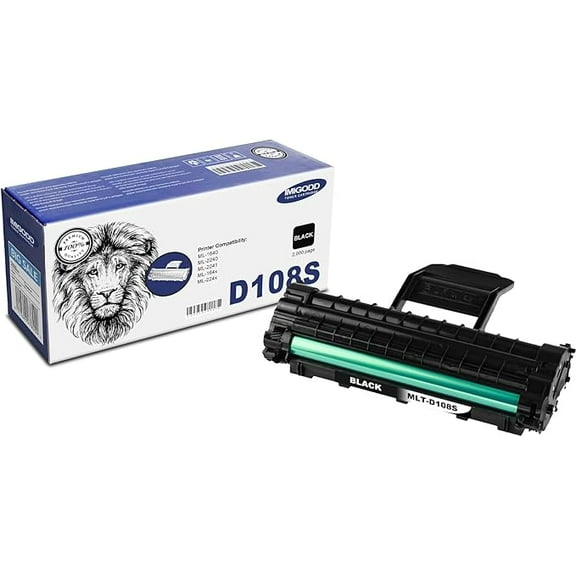 MLT-D108S Black Toner Cartridge (with Chip) Replacement Compatible for Samsung ML-1640 ML-2240 ML-2241 ML-164x ML-224x (1 Pack)