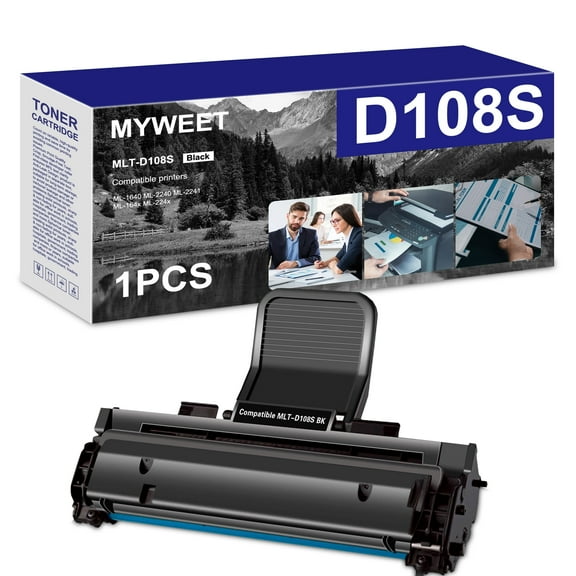MLT-D108S Toner Cartridge 1 Pack Black High Yield Compatible for Samsung 108S MLT-D108S D108S Work with Samsung ML-1640 ML-1641 ML-2240 Printer