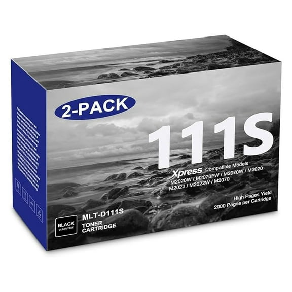 MLT-D111S High Yield Toner Cartridge 2 Pack Replacement for 111S D111S MLTD111S Toner Work with Xpress M2020W M2020 M2022 M2022W M2070 M2070F M2070FW Printer (Black)