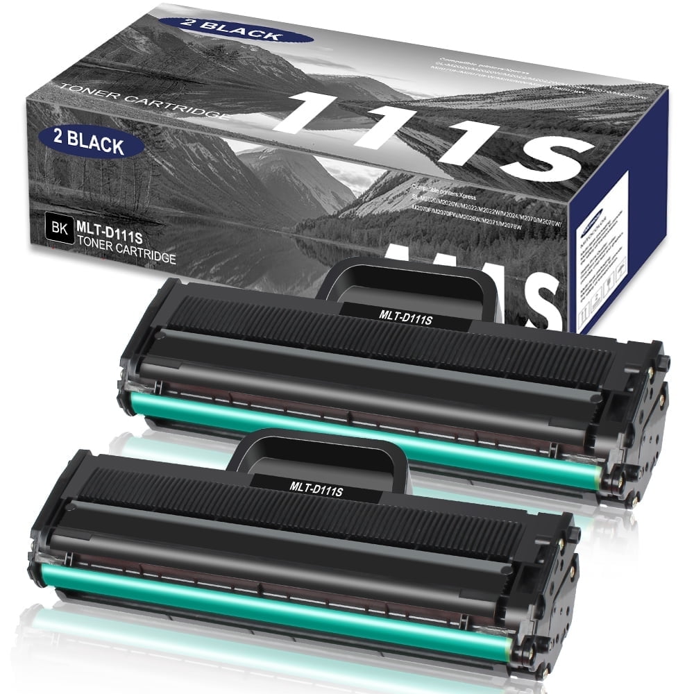 MLT-D111S Toner Cartridge Compatible for Samsung 111S MLT-D111S works with Samsung Xpress SL-M2020 M2020W M2022 M2022W M2024 M2070 M2070W M2070F M2070FW M2026W Printers (Black,2-Pack)