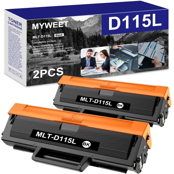 MLT-D115L Toner Cartridge High Yield Compatible for Samsung 115L MLT115L D115L Work with Samsung Xpress SL-M2830DW SL-M2880FW SL-M2670 SL-M2620 SL-2620ND Printer (2 Black)
