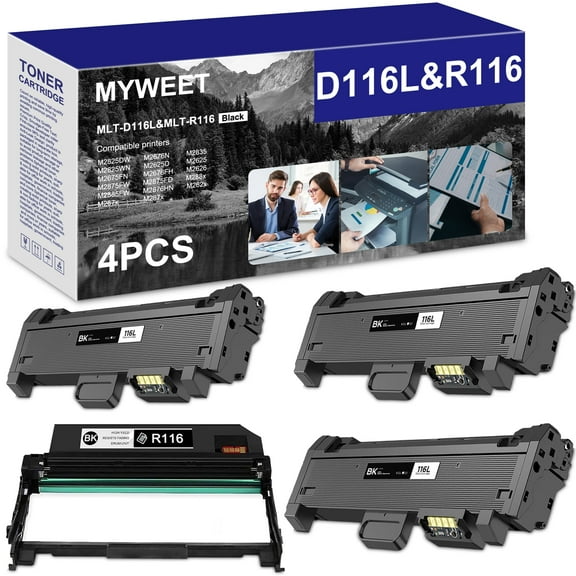 MLT-D116L Toner Cartridge and MLT-R116 Drum Unit Compatible for Samsung Xpress M2825DW M2835 M2675FN M2875FD M2625 M2876HN M287x Printer (3 Toner and 1 Drum, Total 4-Pack)
