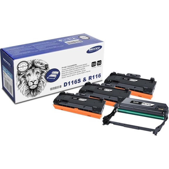 MLT-D116S (SU844A) Black Toner Cartridge & MLT-R116 (SV134A) Black Drum Unit Replacement Compatible for Samsung Xpress M2625 2626 2825 2826 2835 2836 2675 2676 2875 2876 2885 2886 (4 Pack)