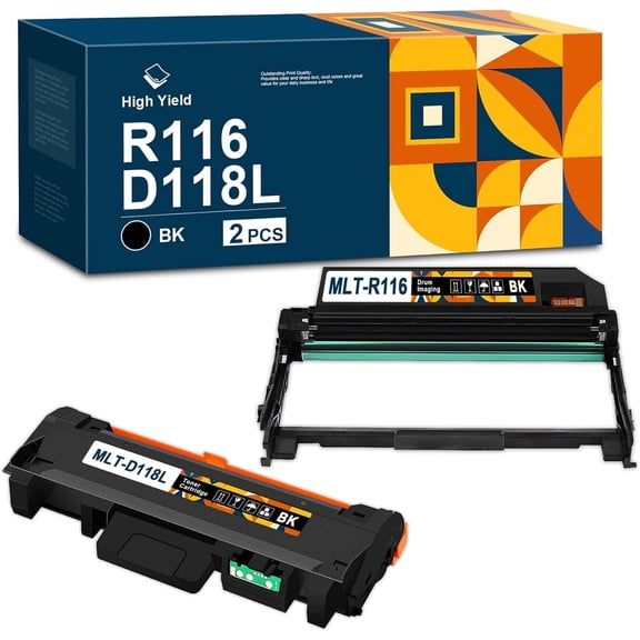 MLT-D118L Toner Cartridge & MLT-R116 Drum Unit High Yield Replacement for Samsung Xpress M3015DW M3065FW M3015DW/XAA M3065FW/XAA Printer (Black, 1Toner+1Drum)