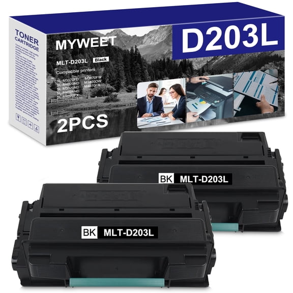 MLT-D203L Toner Cartridge Black 2 Pack Compatible for Samsung 203L MLT D203L D203L for ProXpress M3370FD M3870FW M4070FR M3320ND M3820DW M4020ND Printer High Yield Ink