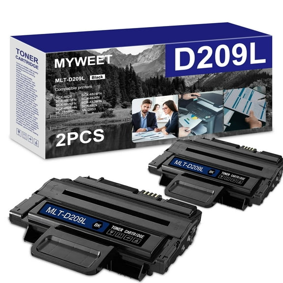 MLT-D209L 2 Pack Toner Cartridge Black Compatible for Samsung MLTD209L D209L Work with Samsung SCX-4824 4824FN 4825FN 4826N 4826FN 4828FN 4828HN 482x ML-2855ND 2853 Printer