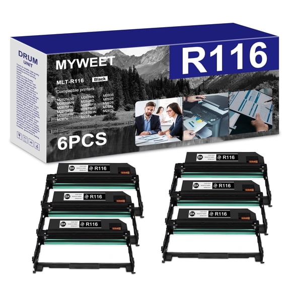 MLT-R116 Drum Unit ( 6-Pack Black ) High Yield Compatible for Samsung MLTR116 R116 for Xpress M2825DW M2835DW M2885FW M2875FD M2875FW M2625D Printer