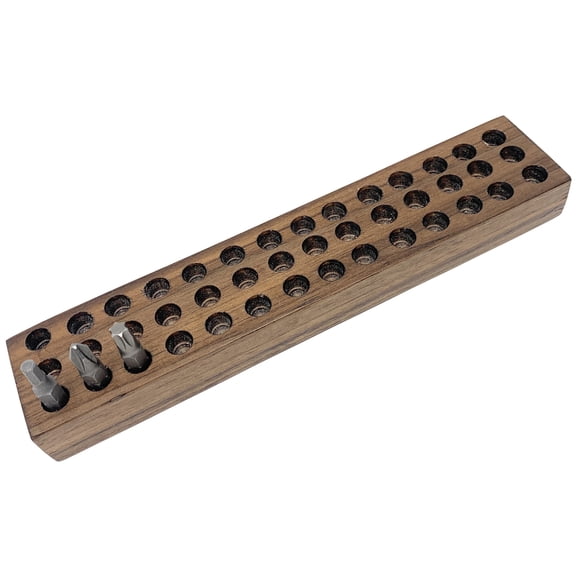 MLTOOLS Bits Organizer Tray Hold 42 Hex Bits  | USA Handmade | Solid Walnut Hard Wood - WWBO42