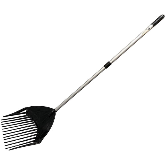 MLTOOLS Gardening Rake Shovel Sieve 3-in-1 Garden Tools, No Bend Weed Puller or Leaf Rake for Lawn, Yard, Pool, Stable, Extendable Mulch Muck Rake Telescopic Handle, Angled Pitch Fork Tines R8279-EXT