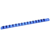 MLTOOLS  Twist Lock 18-inch Blue Socket Rail Socket organizer with 15 of 3/8 Drive Socket Clips - Made in USA