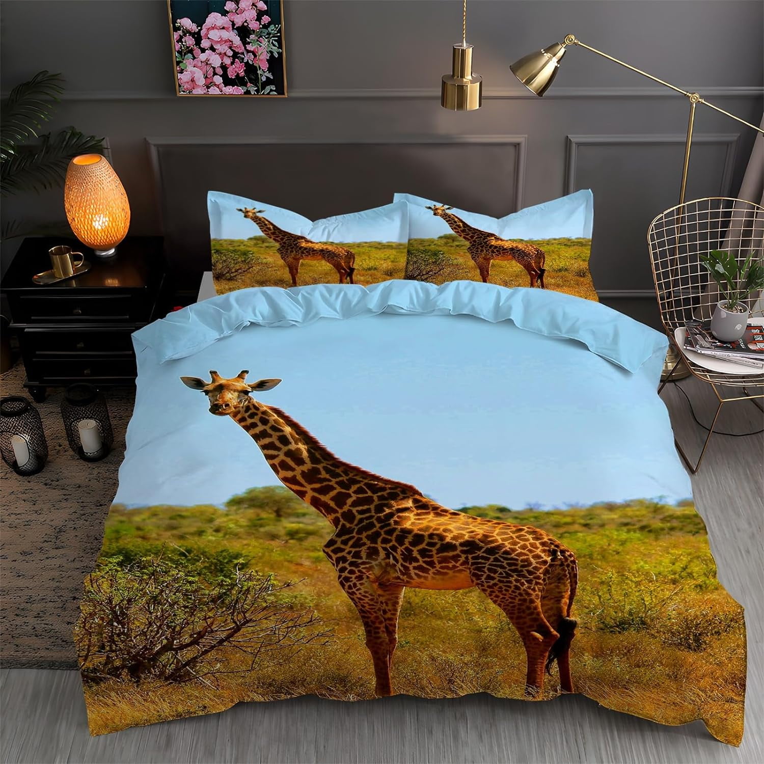 MLWWS-78x78inch Giraffe Duvet Cover Full Animal Duvet Covers Bedding ...