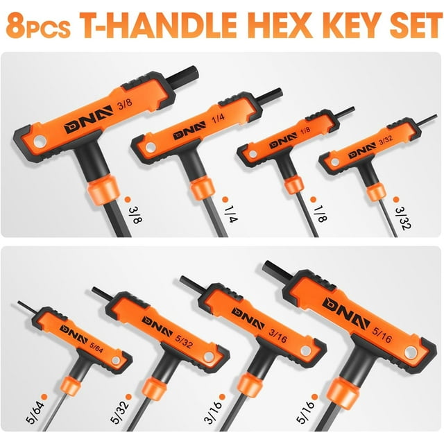 MLWWS8Piece THandle Hex Key Set (Long and Short Handles), SAE Metric Hex Key Set, Suitable