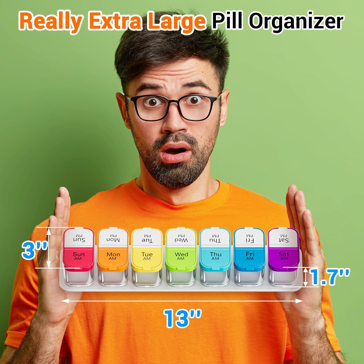 MLWWS-Extra Large Pill Organizer 7 Days, Smart Pill Box 2 Daily, Weekly ...