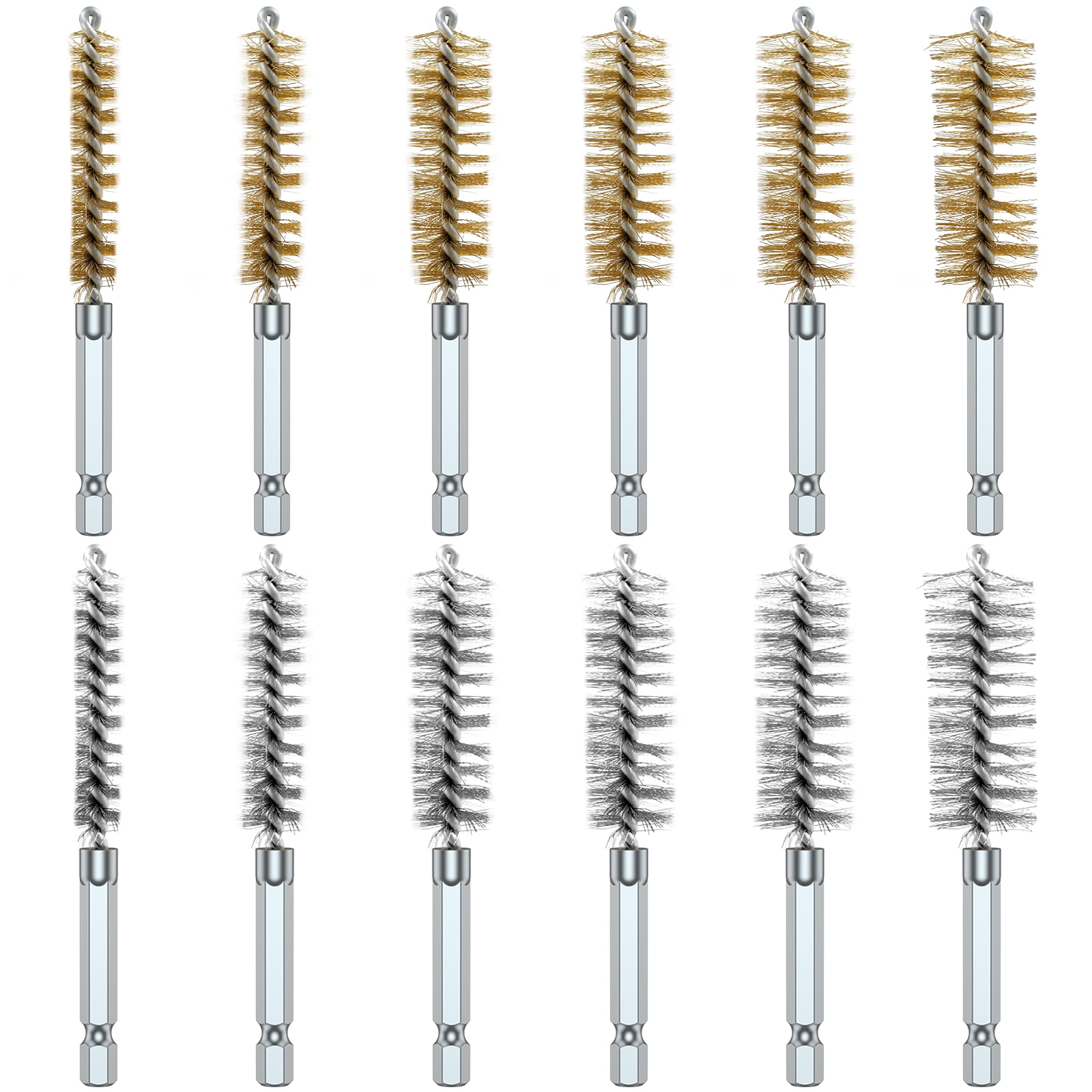MLfire 12Pieces Bore Brush Kit, Twisted Wire Bore Brush, Brass Tube