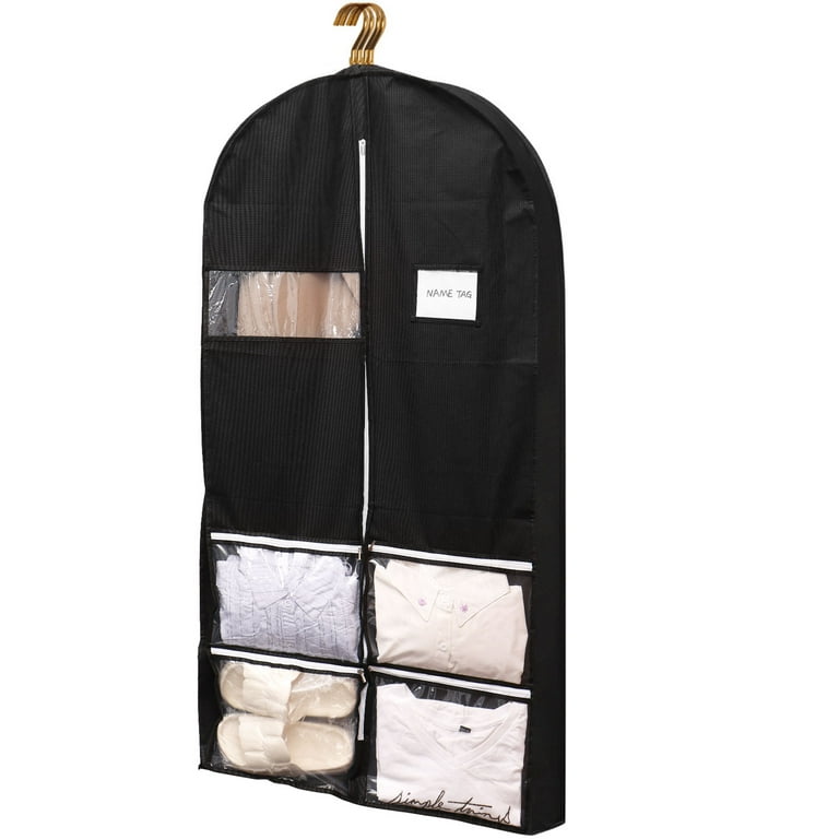 JuneHeart 6 PCS Garment Bags for Hanging Clothes, 40 Clear Plastic front  Suit Bags with Zipper and 4 Gusseted for Closet Storage Foldable Garment