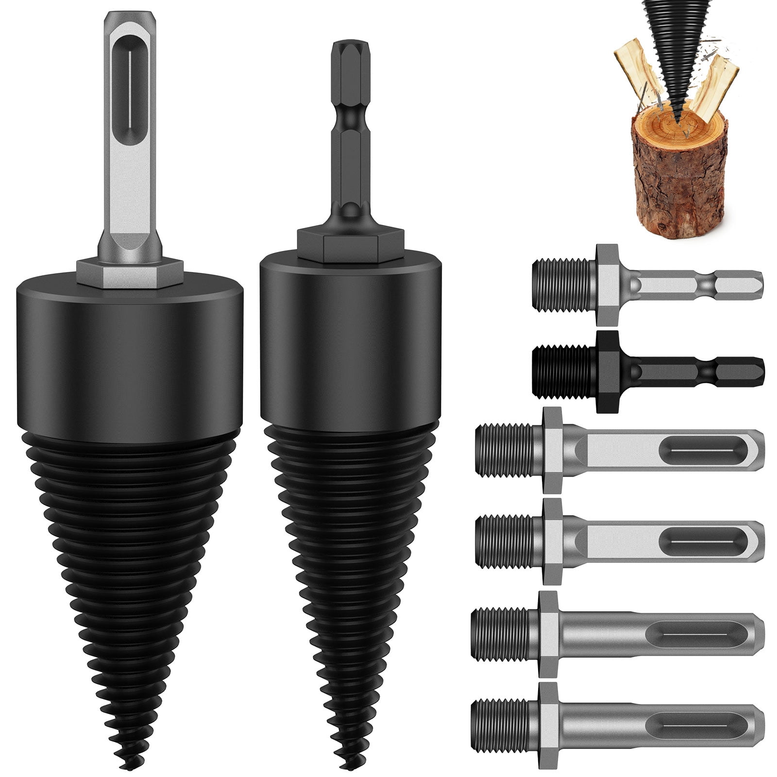 MLfire 32mm 42mm Firewood Log Splitter Drill Bits, Removable Wood Easysplit Drill Bit Set, Heavy