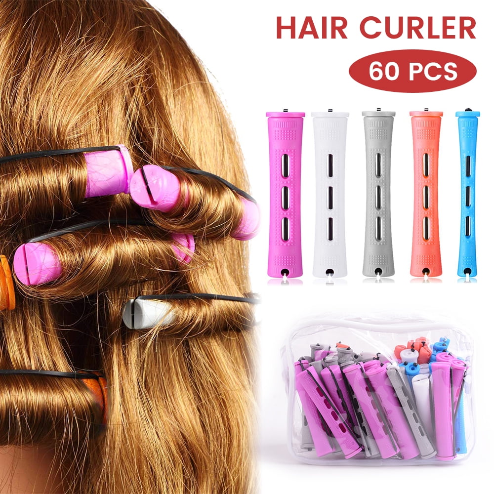  Spiral Hair Perm Rods 60pcs Heatless Spiral Perm Rods with 5  Satin Scrunchies Comes in Bright Colors Spiral Perm Rods for All Hair  Length : Beauty & Personal Care