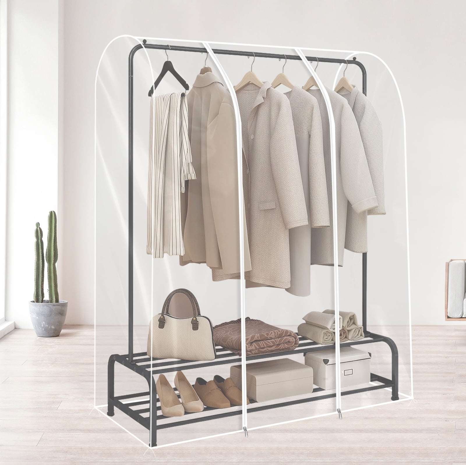 MLfire Garment Rack Cover Clear Clothing Rack Cover with Zipper ...