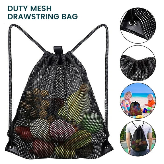 MLfire Heavy Duty Mesh Drawstring Bag Toy Storage Bags Light Weight Sports Equipment Backpack Bag for Soccer Ball Beach Toys