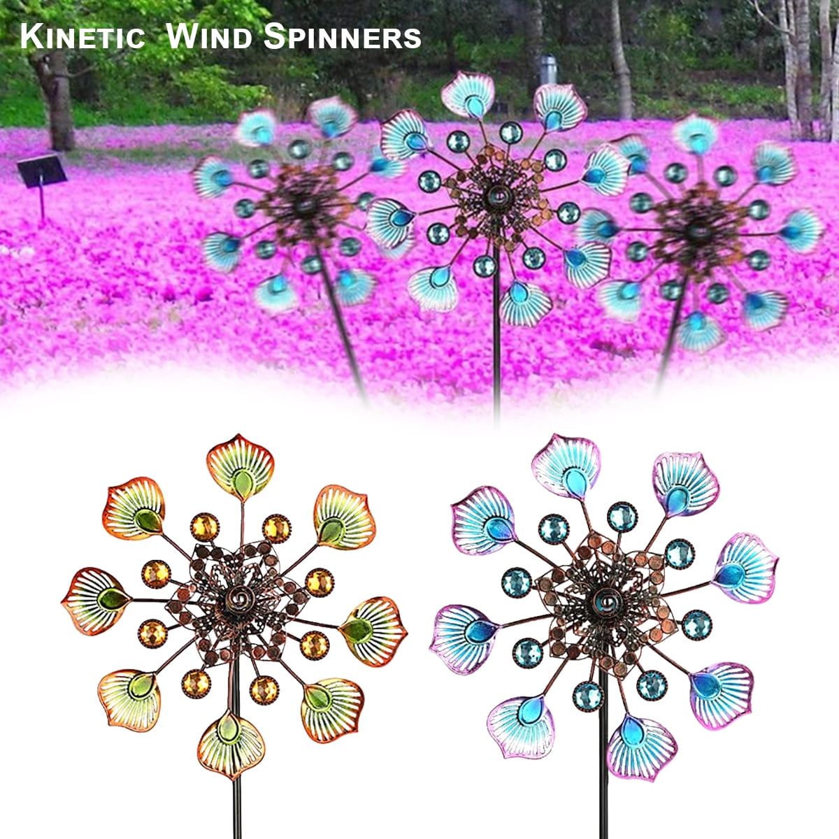 MLfire Wind Spinner Peacock Outdoor Metal Windmills 35" Retro
