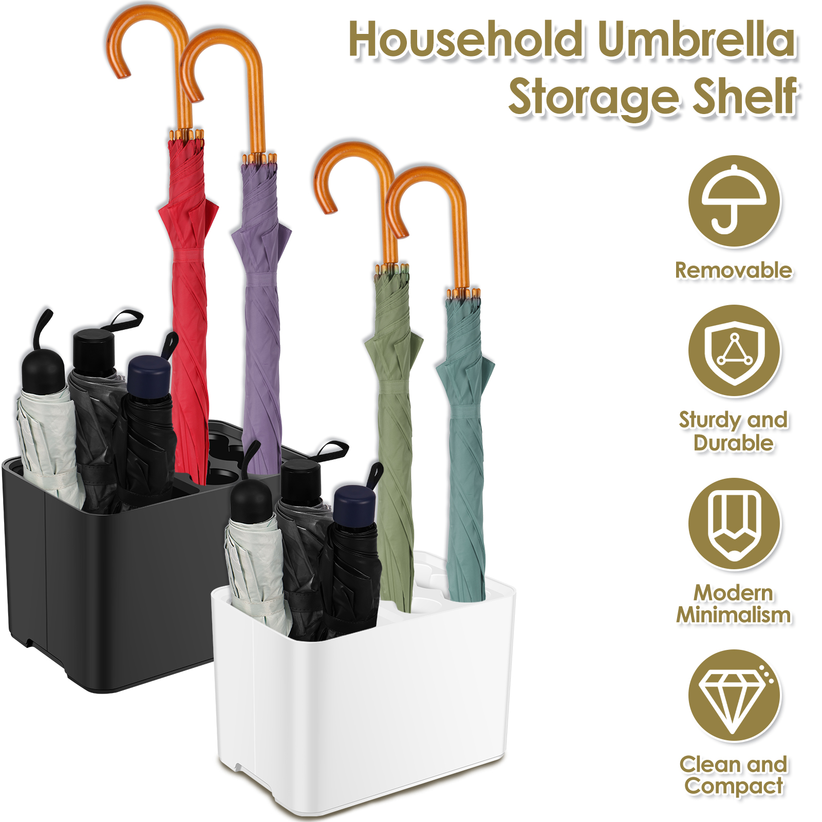 MLfire Plastic Umbrella Stand Container, Square Umbrella Holder with