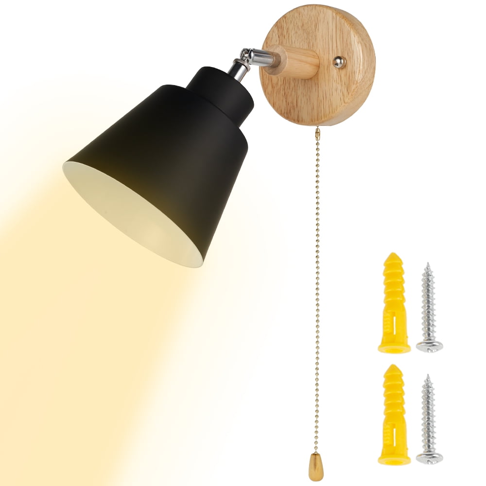 MLfire Wall Lights with Pull Cord Switch Wall Spotlight 360° Rotating