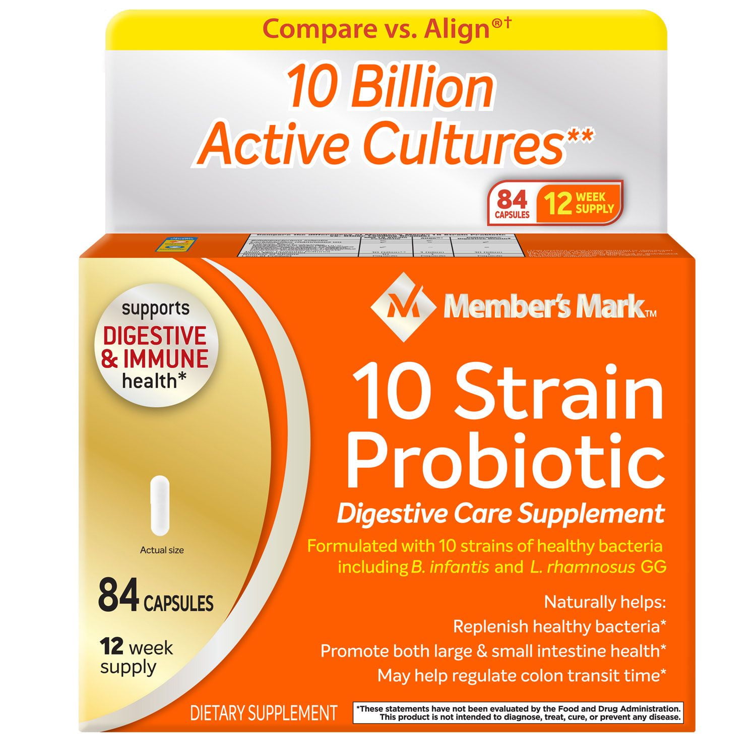MM 10 Strain Probiotic Digestive Care Supplement (84 ct.)