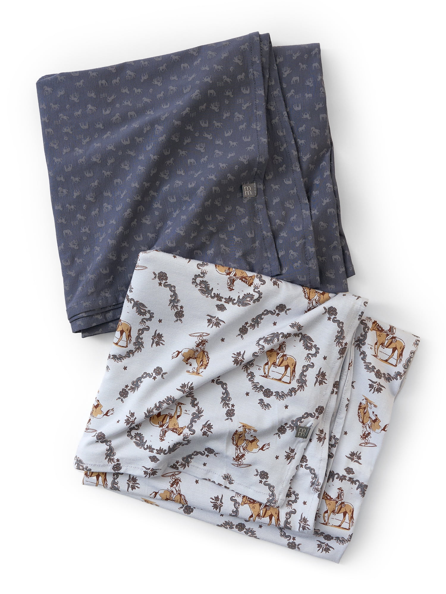 Modern Moments by Gerber Baby Neutral Super Soft Swaddle Blankets, 2-Pack, Gray Western, One Size