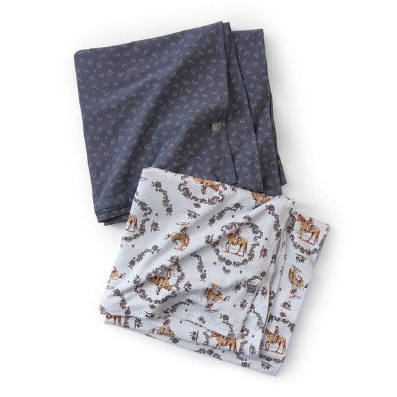 Modern Moments by Gerber Baby Neutral Super Soft Swaddle Blankets, 2-Pack, Gray Western, One Size