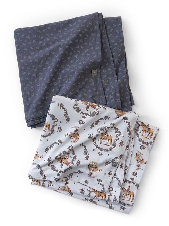 by Gerber Baby Neutral Super Soft Swaddle Blankets, 2-Pack, Gray Western, One Size
