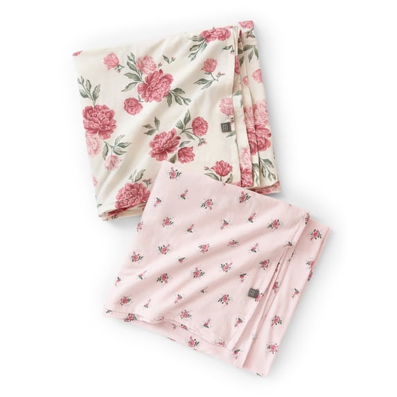 Modern Moments by Gerber Baby Neutral Super Soft Swaddle Blankets, 2-Pack, Flowers, One Size