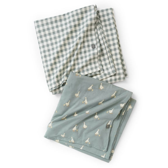 Modern Moments by Gerber Baby Neutral Super Soft Swaddle Blankets, 2-Pack, Goose, One Size